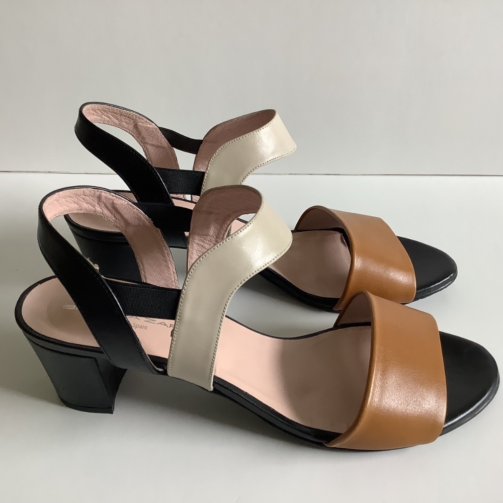 Brenda Zaro Leather Block Heel Sandals Size, Size 10, Like New!